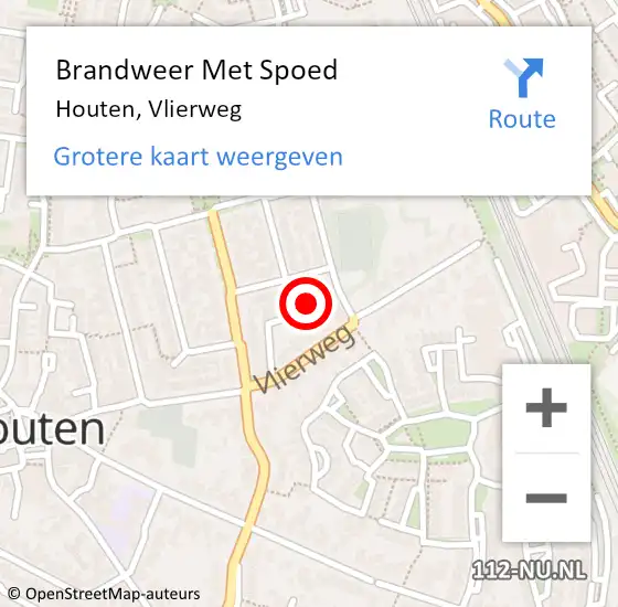 Locatie op kaart van de 112 melding: Brandweer Met Spoed Naar Houten, Vlierweg op 10 september 2024 11:39