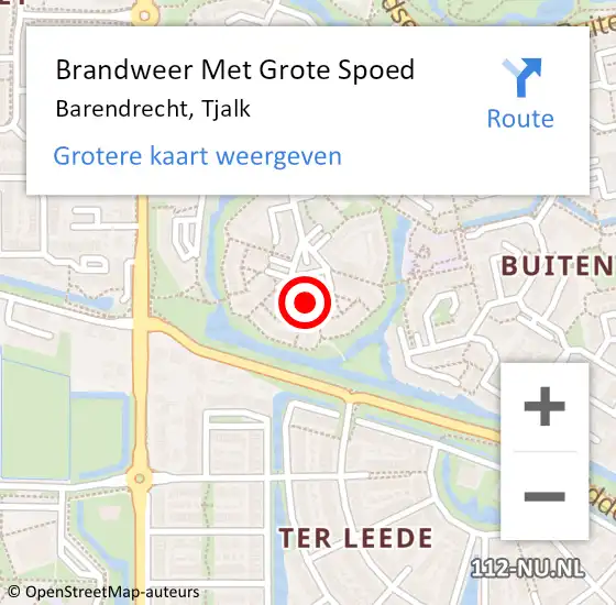 Locatie op kaart van de 112 melding: Brandweer Met Grote Spoed Naar Barendrecht, Tjalk op 10 september 2024 11:39