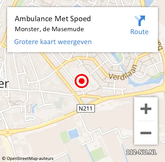 Locatie op kaart van de 112 melding: Ambulance Met Spoed Naar Monster, de Masemude op 10 september 2024 11:49