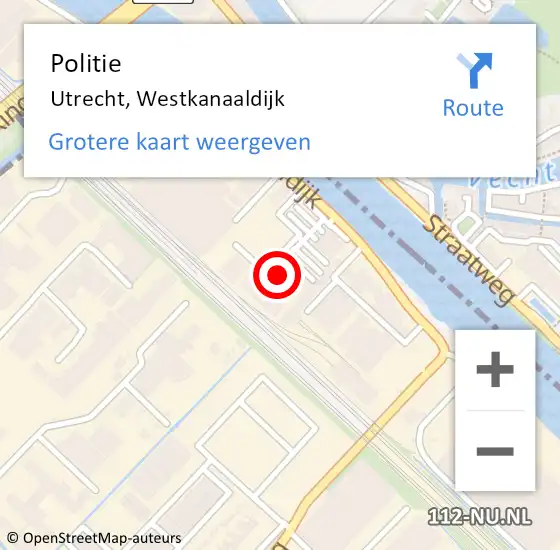 Locatie op kaart van de 112 melding: Politie Utrecht, Westkanaaldijk op 10 september 2024 11:55