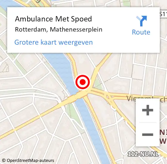 Locatie op kaart van de 112 melding: Ambulance Met Spoed Naar Rotterdam, Mathenesserplein op 10 september 2024 12:11