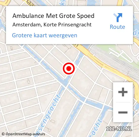 Locatie op kaart van de 112 melding: Ambulance Met Grote Spoed Naar Amsterdam, Korte Prinsengracht op 10 september 2024 12:19