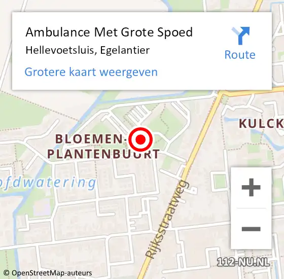 Locatie op kaart van de 112 melding: Ambulance Met Grote Spoed Naar Hellevoetsluis, Egelantier op 10 september 2024 12:21