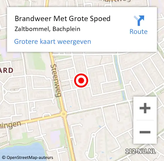 Locatie op kaart van de 112 melding: Brandweer Met Grote Spoed Naar Zaltbommel, Bachplein op 10 september 2024 12:24