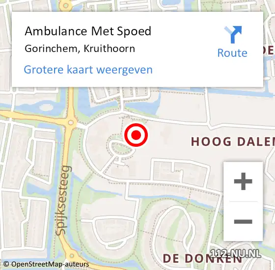 Locatie op kaart van de 112 melding: Ambulance Met Spoed Naar Gorinchem, Kruithoorn op 10 september 2024 12:49