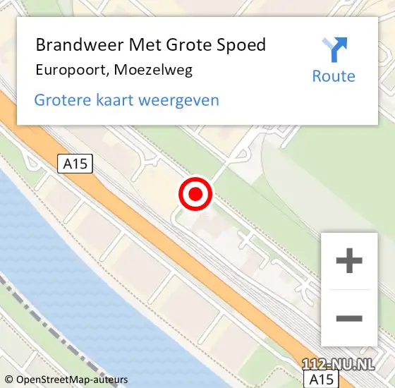 Locatie op kaart van de 112 melding: Brandweer Met Grote Spoed Naar Europoort, Moezelweg op 10 september 2024 12:55