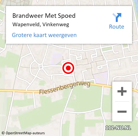 Locatie op kaart van de 112 melding: Brandweer Met Spoed Naar Wapenveld, Vinkenweg op 10 september 2024 13:27