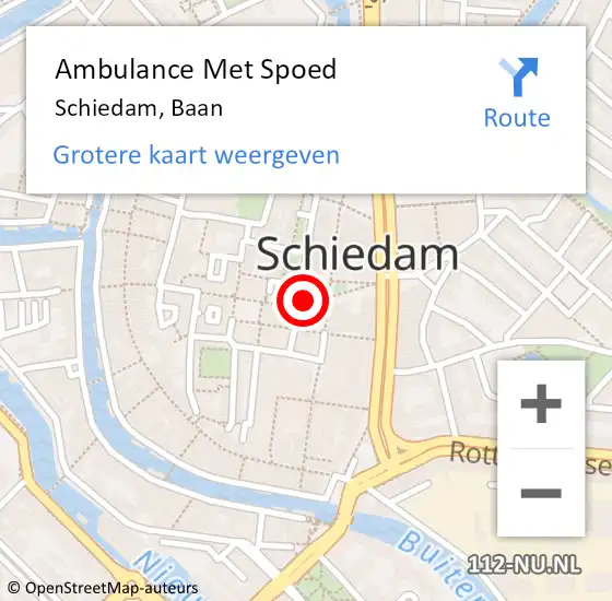 Locatie op kaart van de 112 melding: Ambulance Met Spoed Naar Schiedam, Baan op 10 september 2024 13:40