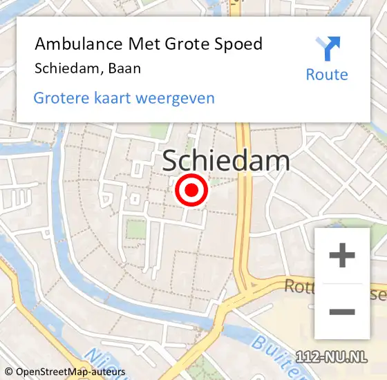 Locatie op kaart van de 112 melding: Ambulance Met Grote Spoed Naar Schiedam, Baan op 10 september 2024 13:43