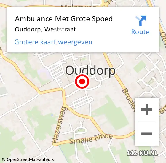 Locatie op kaart van de 112 melding: Ambulance Met Grote Spoed Naar Ouddorp, Weststraat op 10 september 2024 13:56