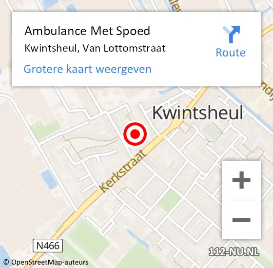 Locatie op kaart van de 112 melding: Ambulance Met Spoed Naar Kwintsheul, Van Lottomstraat op 10 september 2024 13:58