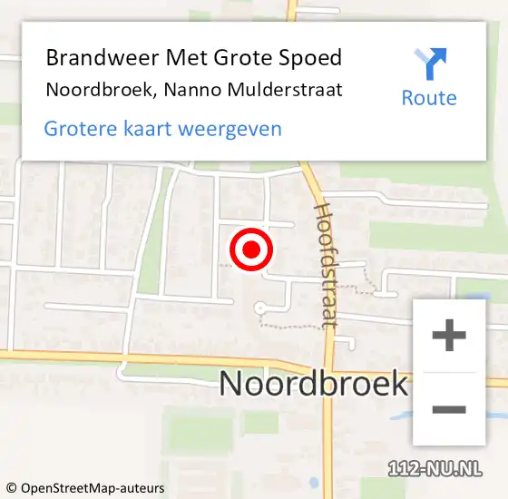 Locatie op kaart van de 112 melding: Brandweer Met Grote Spoed Naar Noordbroek, Nanno Mulderstraat op 10 september 2024 14:16