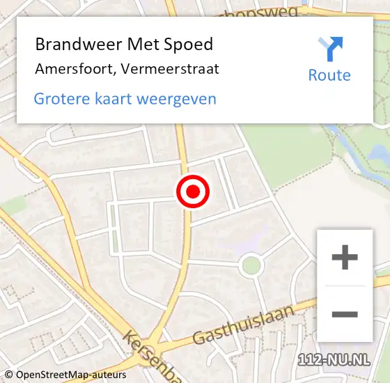 Locatie op kaart van de 112 melding: Brandweer Met Spoed Naar Amersfoort, Vermeerstraat op 10 september 2024 14:18