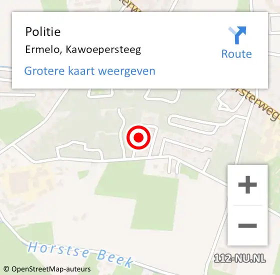 Locatie op kaart van de 112 melding: Politie Ermelo, Kawoepersteeg op 10 september 2024 14:30