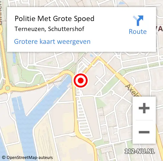 Locatie op kaart van de 112 melding: Politie Met Grote Spoed Naar Terneuzen, Schuttershof op 10 september 2024 14:33