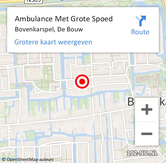 Locatie op kaart van de 112 melding: Ambulance Met Grote Spoed Naar Bovenkarspel, De Bouw op 10 september 2024 14:48