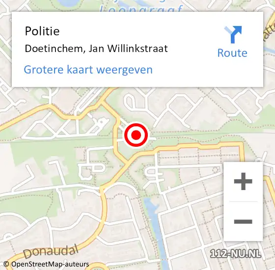 Locatie op kaart van de 112 melding: Politie Doetinchem, Jan Willinkstraat op 10 september 2024 14:56