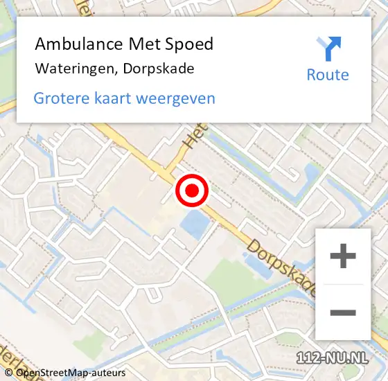 Locatie op kaart van de 112 melding: Ambulance Met Spoed Naar Wateringen, Dorpskade op 10 september 2024 14:58