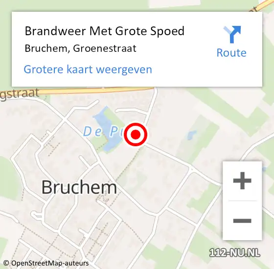 Locatie op kaart van de 112 melding: Brandweer Met Grote Spoed Naar Bruchem, Groenestraat op 10 september 2024 15:07