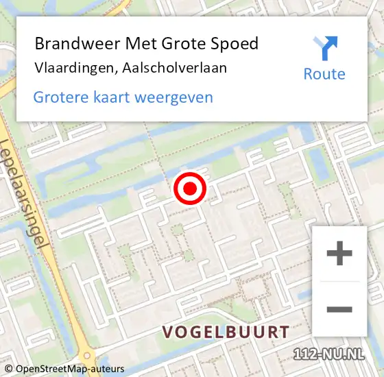 Locatie op kaart van de 112 melding: Brandweer Met Grote Spoed Naar Vlaardingen, Aalscholverlaan op 10 september 2024 15:14