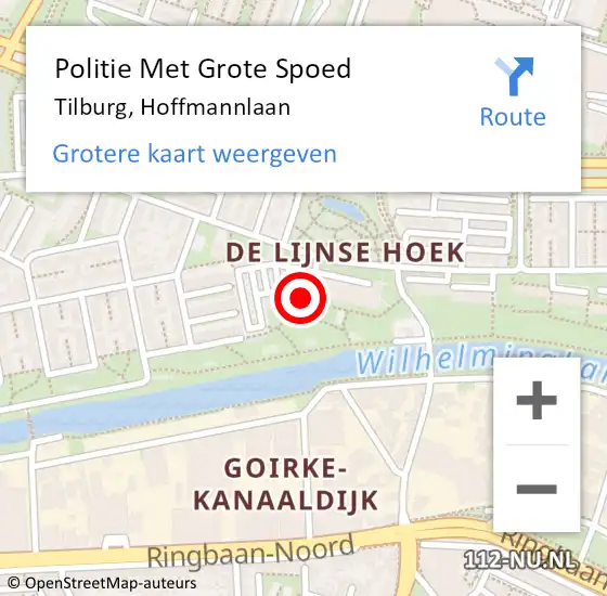 Locatie op kaart van de 112 melding: Politie Met Grote Spoed Naar Tilburg, Hoffmannlaan op 10 september 2024 15:17