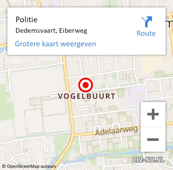 Locatie op kaart van de 112 melding: Politie Dedemsvaart, Eiberweg op 10 september 2024 15:19