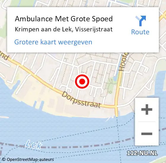 Locatie op kaart van de 112 melding: Ambulance Met Grote Spoed Naar Krimpen aan de Lek, Visserijstraat op 10 september 2024 15:35