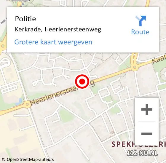 Locatie op kaart van de 112 melding: Politie Kerkrade, Heerlenersteenweg op 10 september 2024 15:41