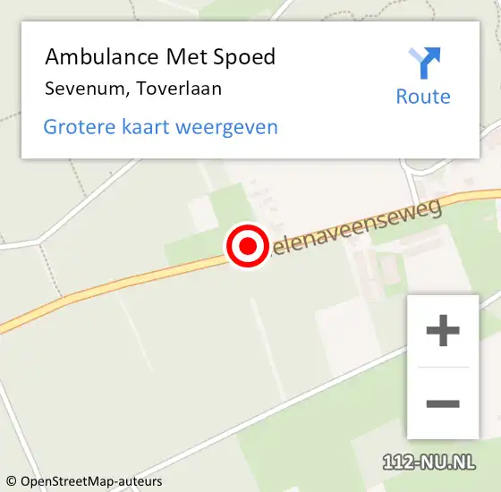 Locatie op kaart van de 112 melding: Ambulance Met Spoed Naar Sevenum, Toverlaan op 19 oktober 2014 16:46