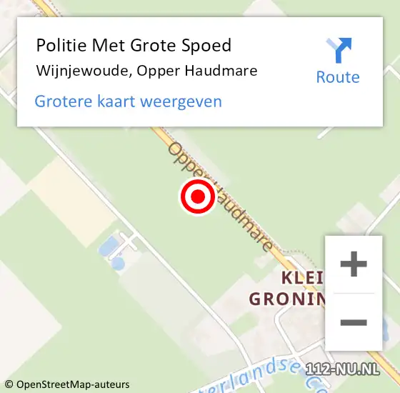 Locatie op kaart van de 112 melding: Politie Met Grote Spoed Naar Wijnjewoude, Opper Haudmare op 10 september 2024 15:47