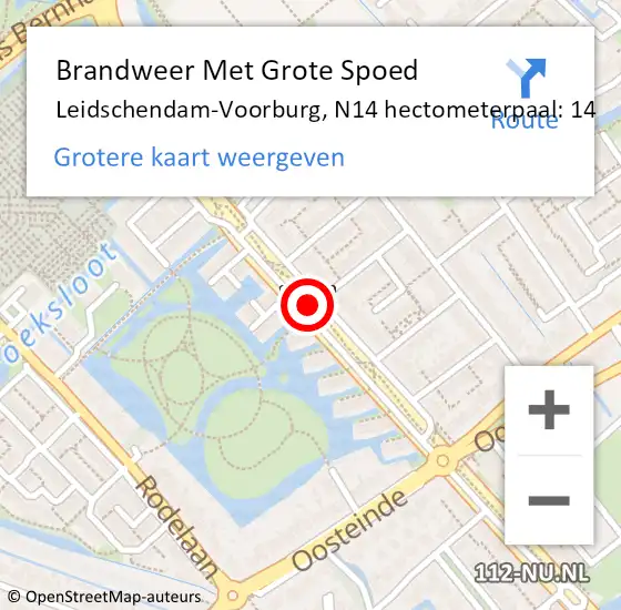 Locatie op kaart van de 112 melding: Brandweer Met Grote Spoed Naar Leidschendam-Voorburg, N14 hectometerpaal: 14 op 10 september 2024 15:49