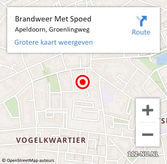 Locatie op kaart van de 112 melding: Brandweer Met Spoed Naar Apeldoorn, Groenlingweg op 10 september 2024 15:51