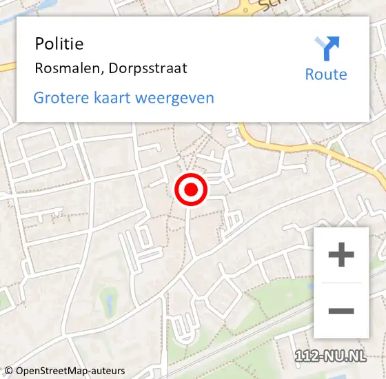 Locatie op kaart van de 112 melding: Politie Rosmalen, Dorpsstraat op 10 september 2024 15:53