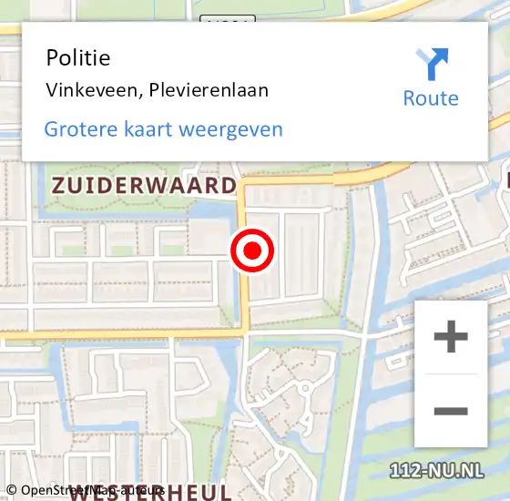 Locatie op kaart van de 112 melding: Politie Vinkeveen, Plevierenlaan op 10 september 2024 15:55