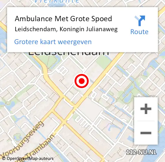 Locatie op kaart van de 112 melding: Ambulance Met Grote Spoed Naar Leidschendam, Koningin Julianaweg op 10 september 2024 15:56