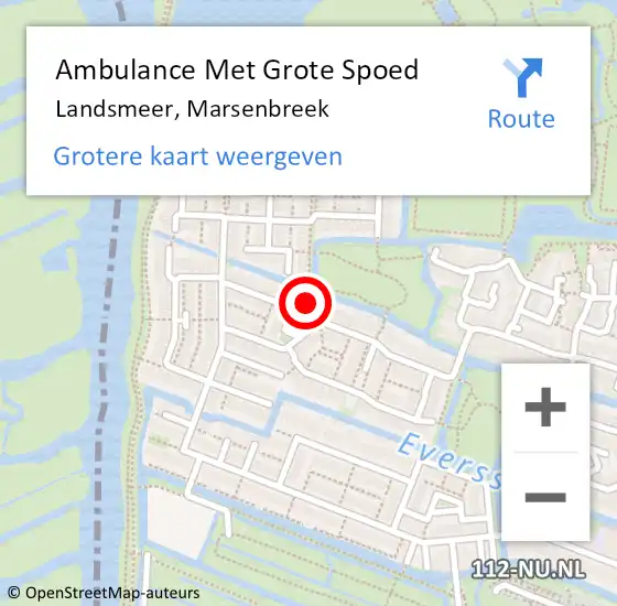 Locatie op kaart van de 112 melding: Ambulance Met Grote Spoed Naar Landsmeer, Marsenbreek op 10 september 2024 16:00