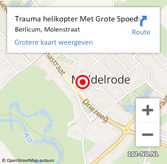 Locatie op kaart van de 112 melding: Trauma helikopter Met Grote Spoed Naar Berlicum, Molenstraat op 10 september 2024 16:03