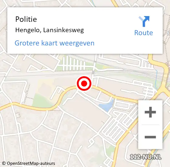 Locatie op kaart van de 112 melding: Politie Hengelo, Lansinkesweg op 10 september 2024 16:18