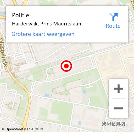 Locatie op kaart van de 112 melding: Politie Harderwijk, Prins Mauritslaan op 10 september 2024 16:19