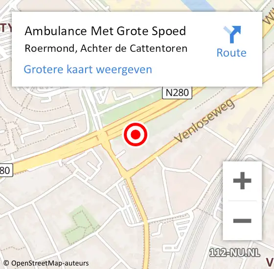 Locatie op kaart van de 112 melding: Ambulance Met Grote Spoed Naar Roermond, Achter de Cattentoren op 10 september 2024 16:23