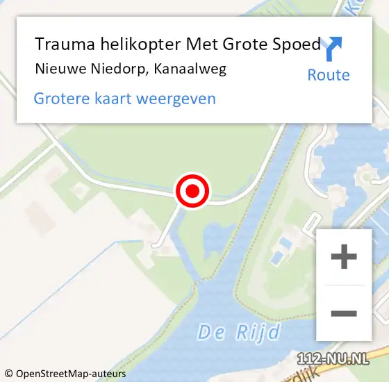 Locatie op kaart van de 112 melding: Trauma helikopter Met Grote Spoed Naar Nieuwe Niedorp, Kanaalweg op 10 september 2024 16:36