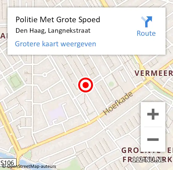 Locatie op kaart van de 112 melding: Politie Met Grote Spoed Naar Den Haag, Langnekstraat op 10 september 2024 16:37