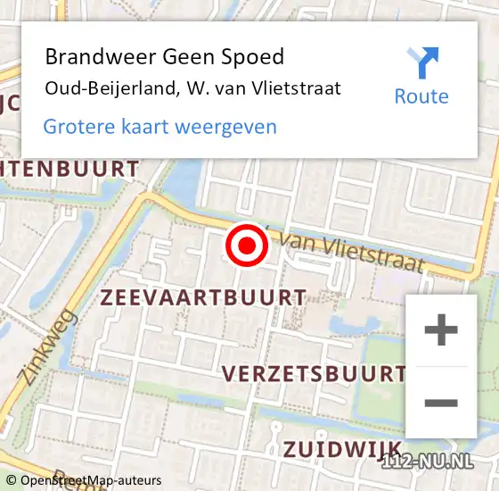 Locatie op kaart van de 112 melding: Brandweer Geen Spoed Naar Oud-Beijerland, W. van Vlietstraat op 10 september 2024 16:39