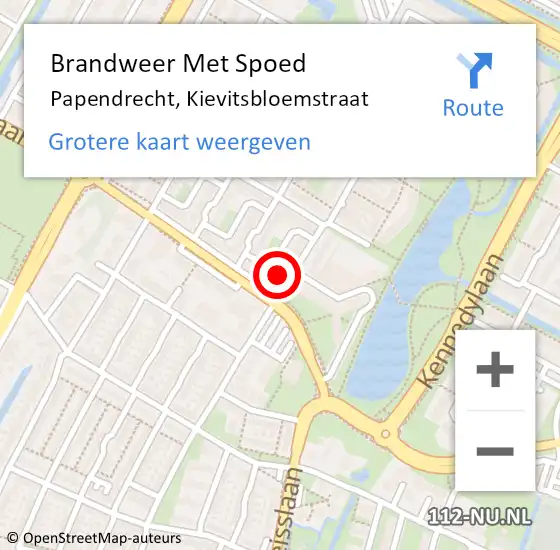 Locatie op kaart van de 112 melding: Brandweer Met Spoed Naar Papendrecht, Kievitsbloemstraat op 10 september 2024 16:55