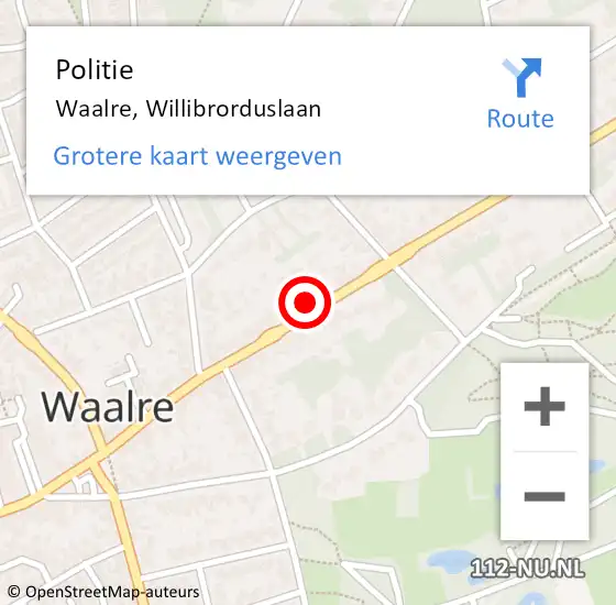 Locatie op kaart van de 112 melding: Politie Waalre, Willibrorduslaan op 10 september 2024 17:04