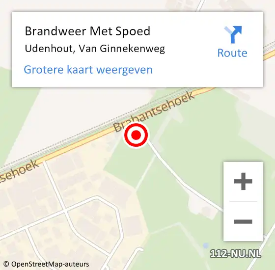 Locatie op kaart van de 112 melding: Brandweer Met Spoed Naar Udenhout, Van Ginnekenweg op 10 september 2024 17:06