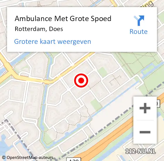 Locatie op kaart van de 112 melding: Ambulance Met Grote Spoed Naar Rotterdam, Does op 10 september 2024 17:12