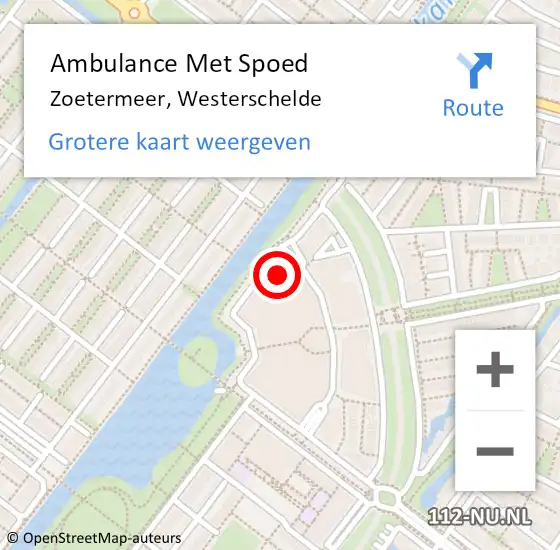 Locatie op kaart van de 112 melding: Ambulance Met Spoed Naar Zoetermeer, Westerschelde op 10 september 2024 17:16