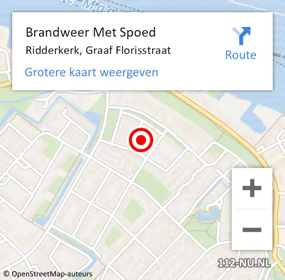 Locatie op kaart van de 112 melding: Brandweer Met Spoed Naar Ridderkerk, Graaf Florisstraat op 10 september 2024 17:44