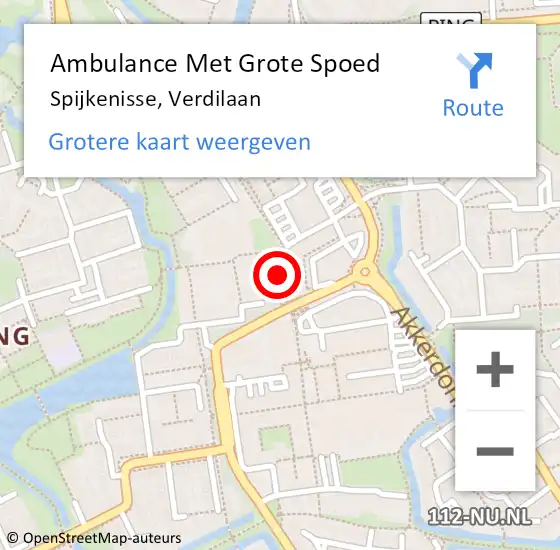 Locatie op kaart van de 112 melding: Ambulance Met Grote Spoed Naar Spijkenisse, Verdilaan op 10 september 2024 17:57